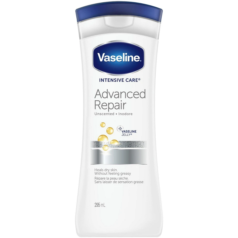 Vaseline Intensive Care Body Lotion for sensitive and dry skin Advanced Repair unscented, moisturizing body cream 600 ml