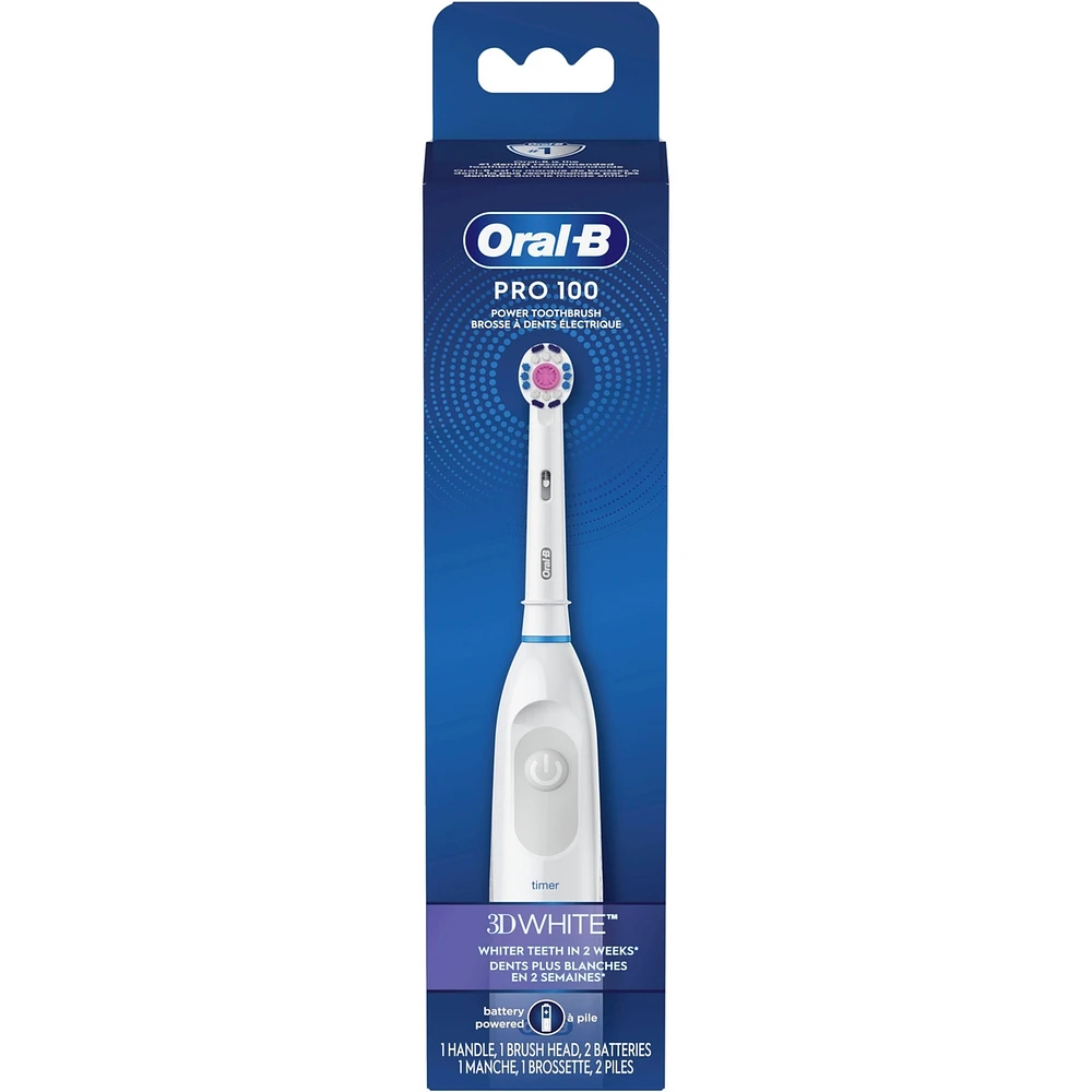 Brosse à dents à pile Oral-B Pro 100 3D White, blanc