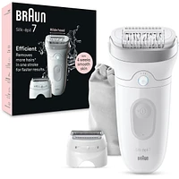 Braun Silk-épil 7 Epilator, Wet and Dry, Wide Head, Includes Shaver Head and Trimmer Comb, SE7-041, Silver