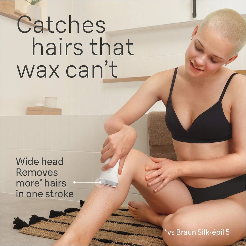 Braun Silk-épil 7 Epilator, Wet and Dry, Wide Head, Includes Shaver Head and Trimmer Comb, SE7-041, Silver