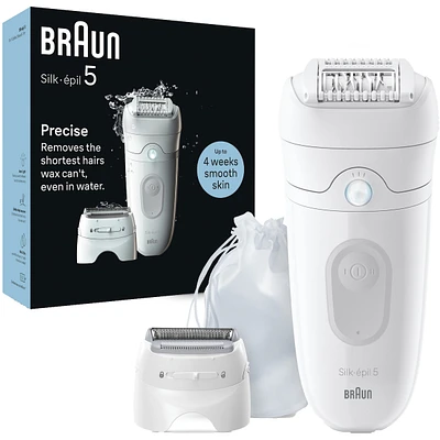 Braun Silk-épil 5 Epilator, Wet and Dry Epilator, Includes Shaver Head and Trimmer Comb, SE5-041, Grey