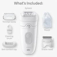 Braun Silk-épil 5 Epilator, Wet and Dry Epilator, Includes Shaver Head and Trimmer Comb, SE5-041, Grey