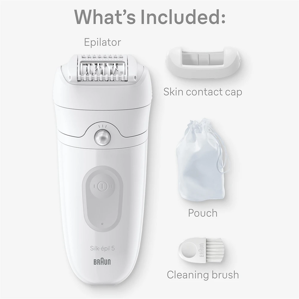 Braun Silk-épil 5 Epilator, Wet and Dry, Includes Skin Contact Cap, SE5-011, Grey