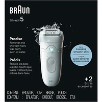 Braun Silk-épil 5 Epilator, Wet and Dry, Includes Skin Contact Cap, SE5-011, Grey