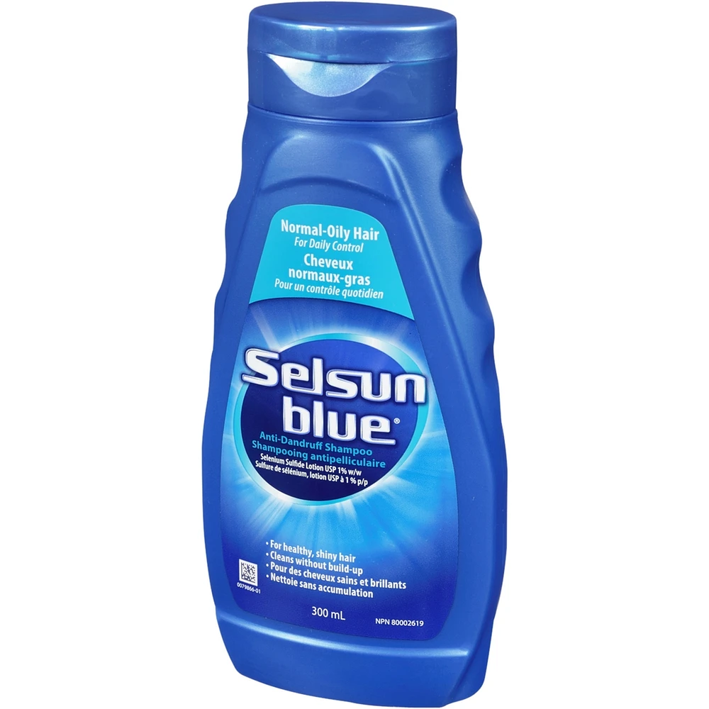 Selsun Blue Normal-Oily Hair Anti-Dandruff Shampoo, 300mL, Helps Control Dandruff, Itching and Flaking, 1% Selenium Sulfide Formula