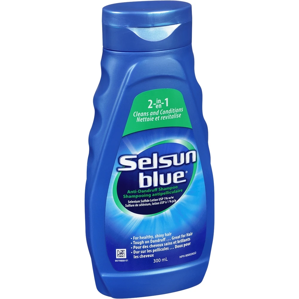 Selsun Blue 2-In-1 Anti-Dandruff Shampoo and Conditioner, 300mL, Helps Control Dandruff, Itching and Flaking, Cleans and Conditions in One Step Application
