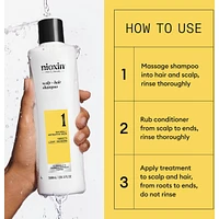 Shampooing épaississant pour le cuir chevelu et les cheveux System 1 de Nioxin – naturels légèrement clairsemés, 500 mL