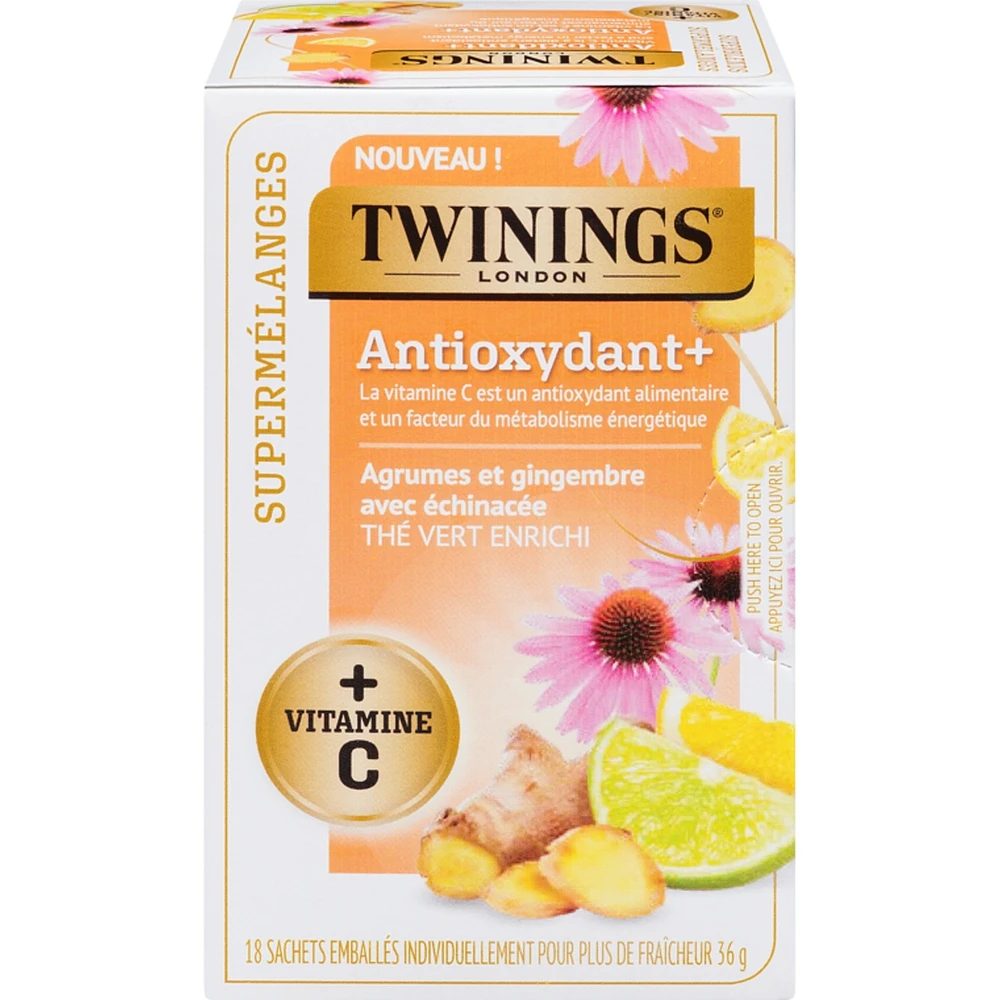Supermélanges thé vert enrichiagrumes et gingembre avec échinacée