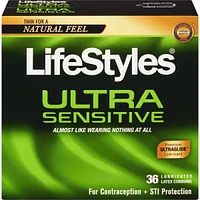 Ultra Sensitive 36 Lubricated Latex Condoms