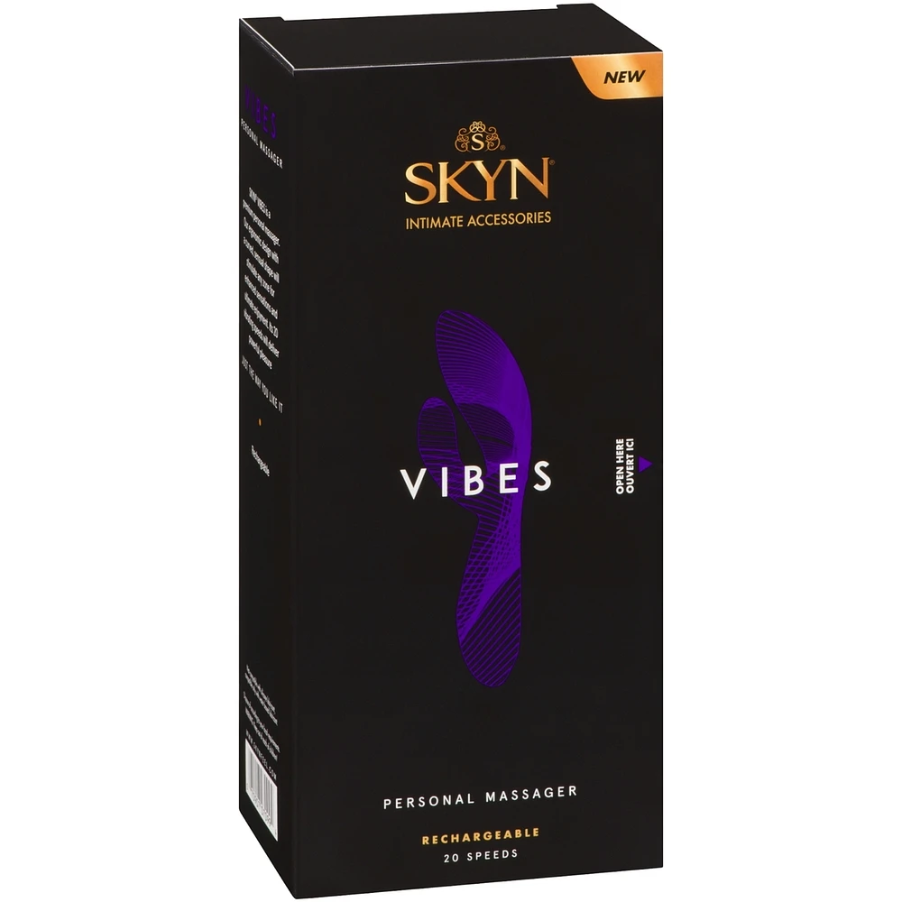 SKYN Vibes Personal Massager, Intimate Vibrator, soft silicone curved design, water resistant, 20 speeds and pulsations, rechargeable