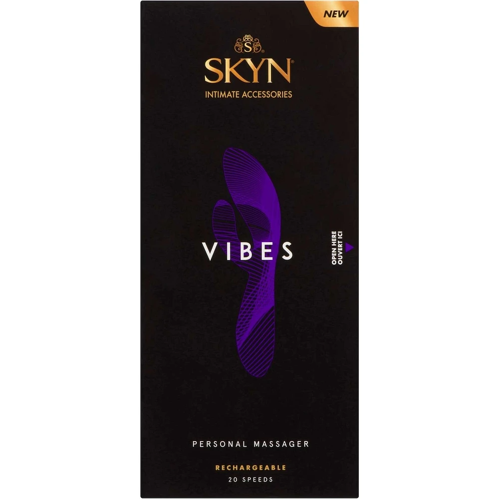 SKYN Vibes Personal Massager, Intimate Vibrator, soft silicone curved design, water resistant, 20 speeds and pulsations, rechargeable