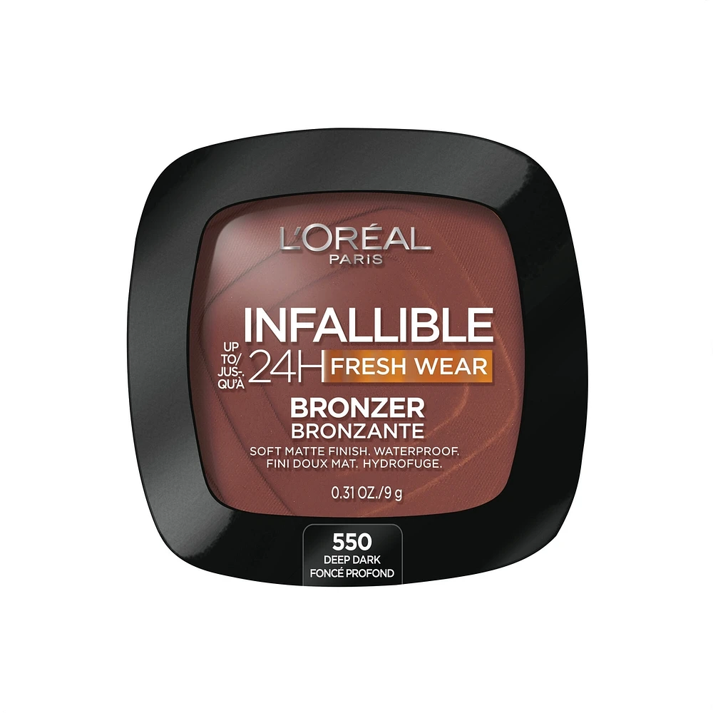 L'Oreal Paris Infallible Up to 24H Fresh Wear Soft Matte Longwear Bronzer. Waterproof, heatproof, transfer, humidity and sweatproof, Tan, 0.31 oz