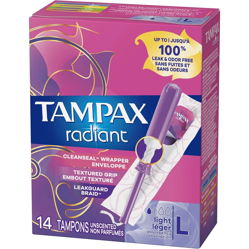 Tampons Radiant, degré d’absorption léger, 14 tampons