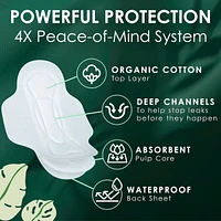 Ultra Thin Pads for Women, Regular Absorbency, Breathable Cotton Top Layer, Unscented Pads with Wings