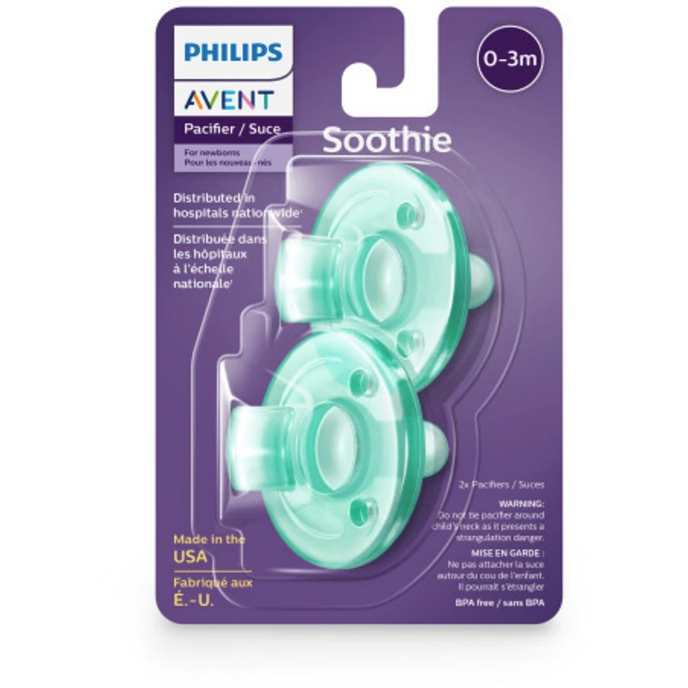 Avent Soothie Pacifier 0-3m, Green , 2 pack, SCF190/01