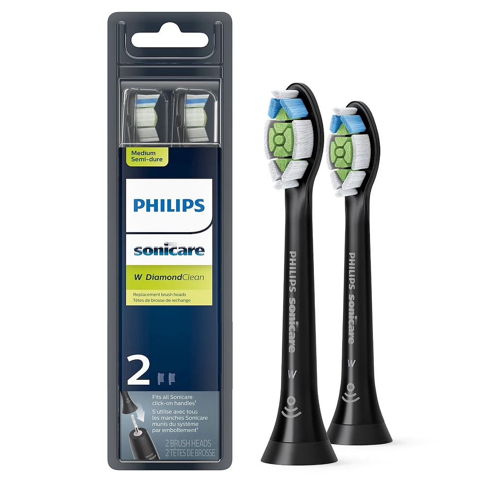 Têtes de brosse de rechange Philips Sonicare DiamondClean, noir, emballage de 2, HX6062/90