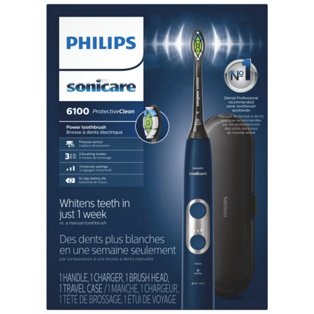 Brosse à dents électrique rechargeable Philips Sonicare ProtectiveClean 6100, bleu marine, HX6871/49