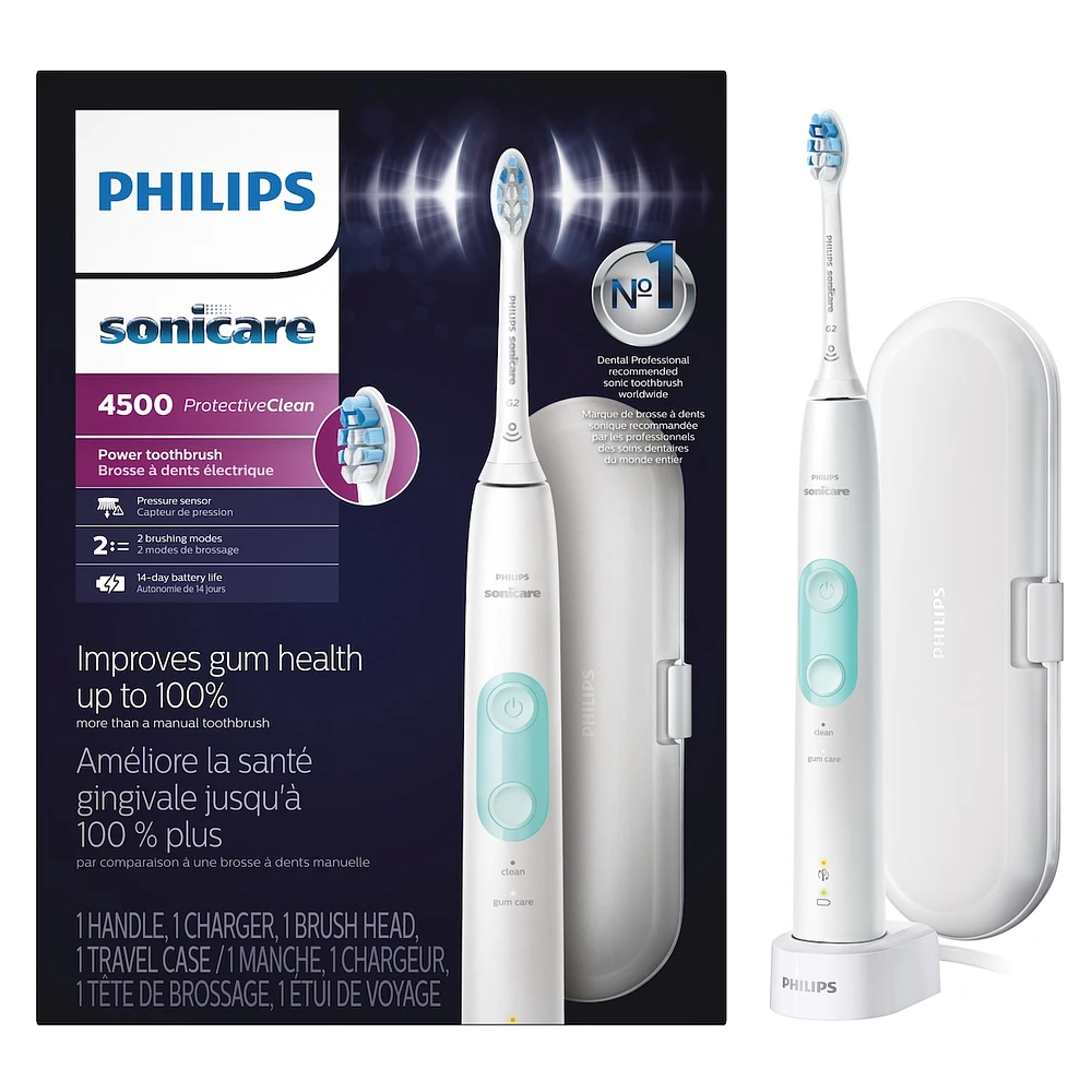 Brosse à dents électrique rechargeable Philips Sonicare ProtectiveClean 4500, blanc, HX6827/11