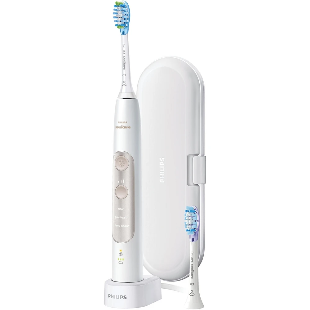 Brosse à dents électrique rechargeable Philips Sonicare ExpertClean 7300, blanc et or, HX9610/16