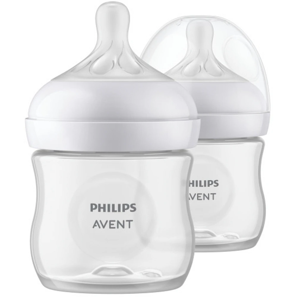 Biberon naturel Philips Avent avec tétine Natural Response, transparent, 4oz, 2pk, SCY900/02
