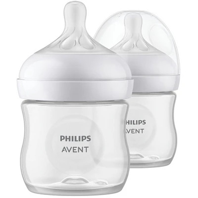 Biberon naturel Philips Avent avec tétine Natural Response, transparent, 4oz, 2pk, SCY900/02
