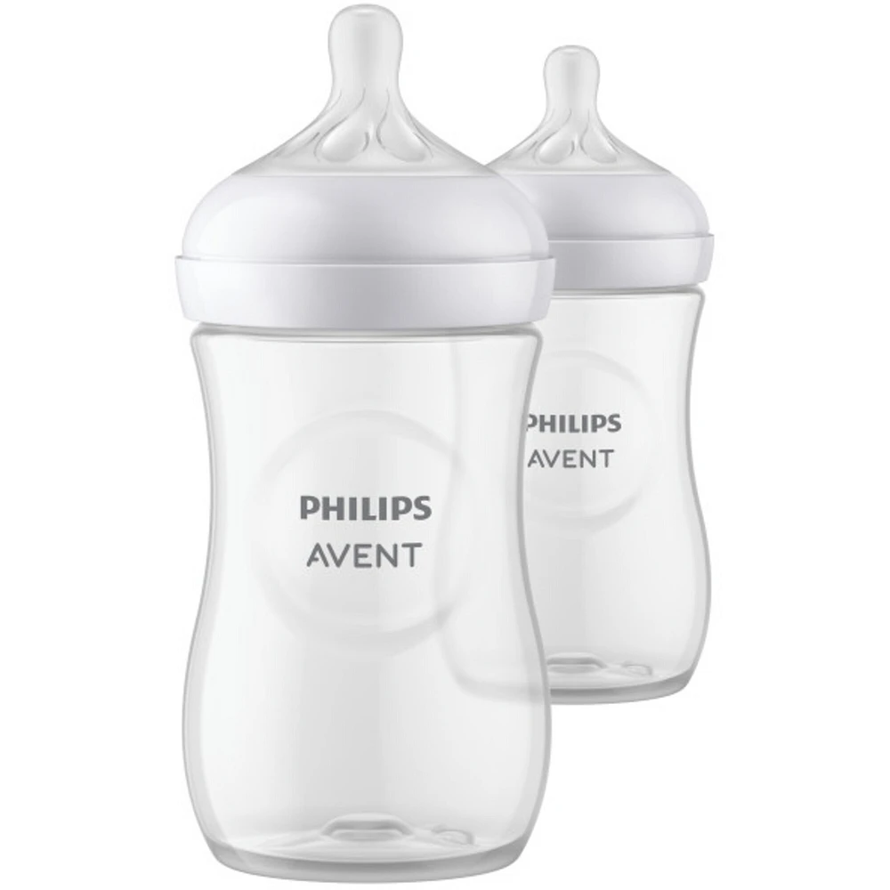 Biberon naturel Philips Avent avec tétine Natural Response, transparent, 9oz, 2pk, SCY903/02