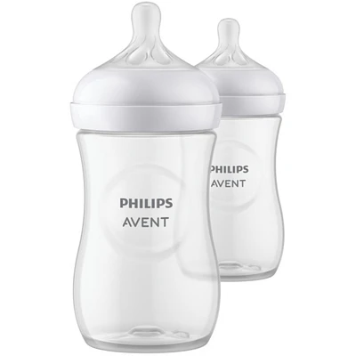 Biberon naturel Philips Avent avec tétine Natural Response, transparent, 9oz, 2pk, SCY903/02
