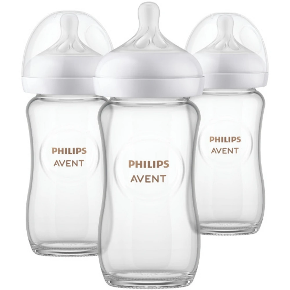 Biberon en verre naturel Philips Avent avec tétine Natural Response, 3pk, SCY913/03