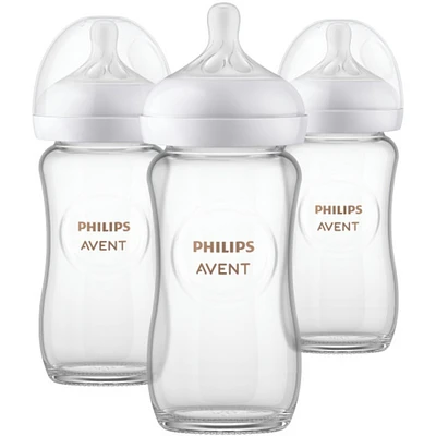 Biberon en verre naturel Philips Avent avec tétine Natural Response, 3pk, SCY913/03
