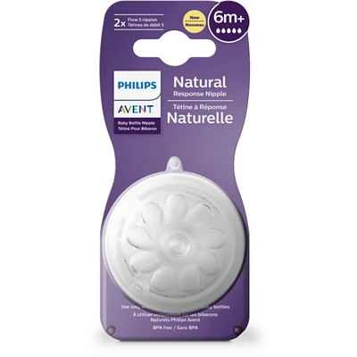 Tétine Natural Response Philips Avent à débit no 5, 6 mois et plus, emb. de 2, SCY965/02