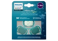 Philips Avent Ultra Air day time/night time Pacifier 6-18m, deep opal / sleeping moon, 3 pack, SCF085/68