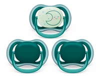 Philips Avent Ultra Air day time/night time Pacifier 6-18m, deep opal / sleeping moon, 3 pack, SCF085/68