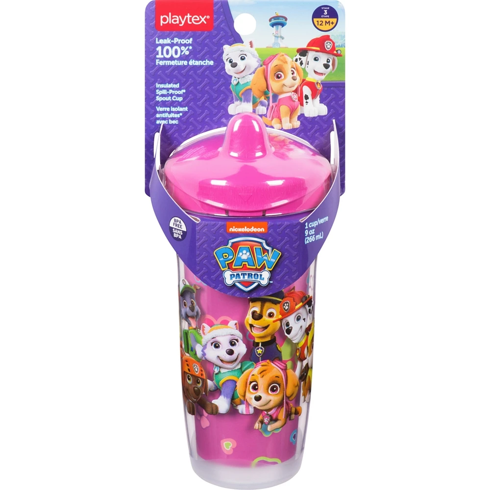 Verre antifuites de 9 oz (266 mL) de Playtex avec bec et motif Paw Patrol ‒ rose
