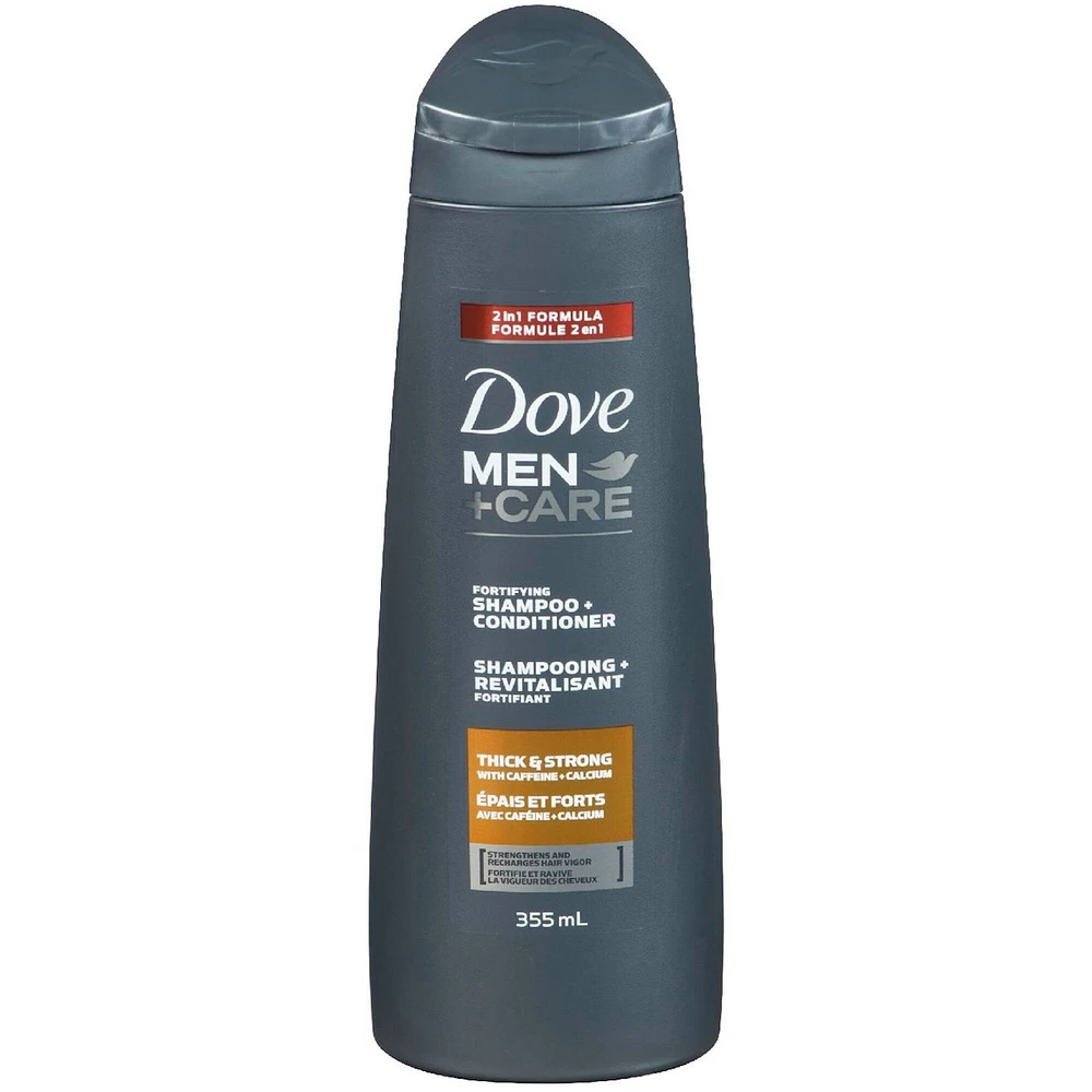 Shampooing et Revitalisant 2-en-1 Fortifiant Dove Men+Care Épais et Forts 355ml