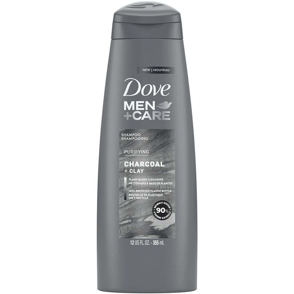Dove Men+Care  Shampoo for healthy hair Charcoal + Clay naturally derived plant-based cleansers 355 ml