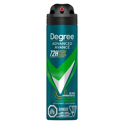 Degree Men Dry Spray Antiperspirant for 48-hour Hi-Impact odour protection Workout Endure antibacterial odour protection 107 g