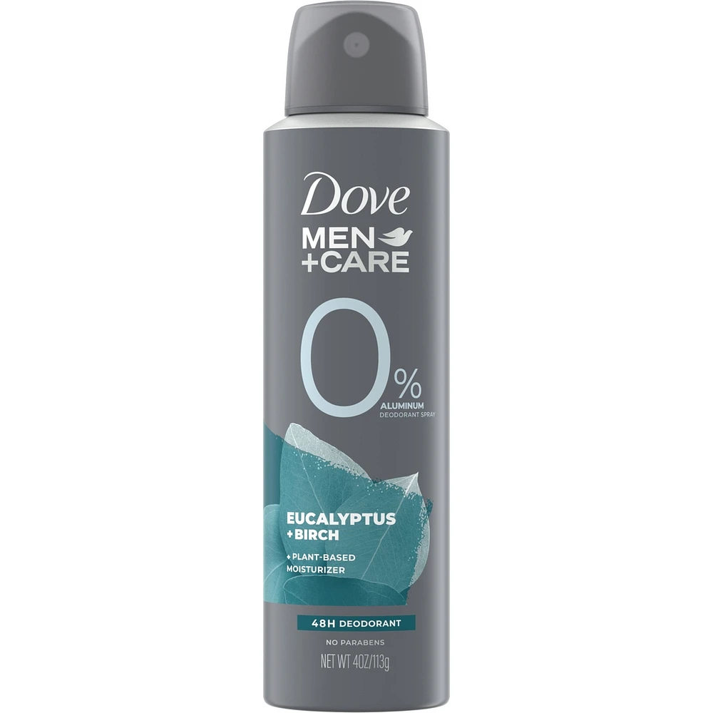 Désodorisant en vaporisateur sans aluminium pour hommes Dove Men+Care Eucalyptus + Birch hydratant à base de plantes 113 g