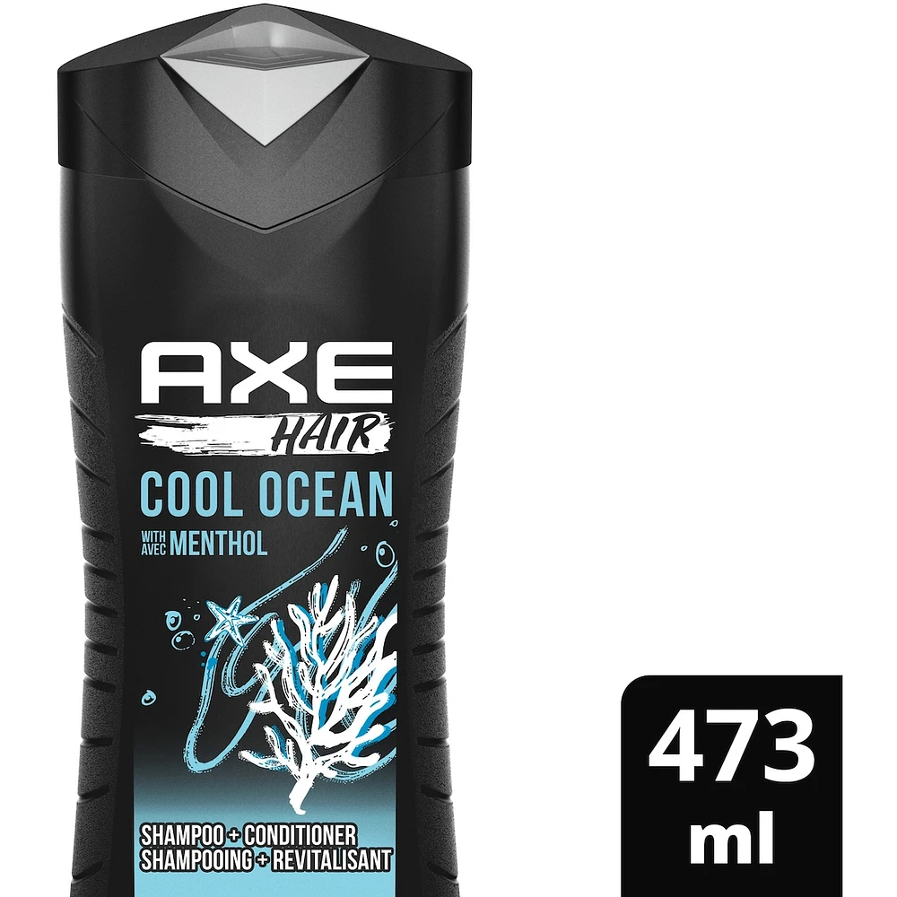 Shampooing et revitalisant pour des cheveux propres et lisses AXE 2 en 1 Cool Ocean au menthol 473 ml