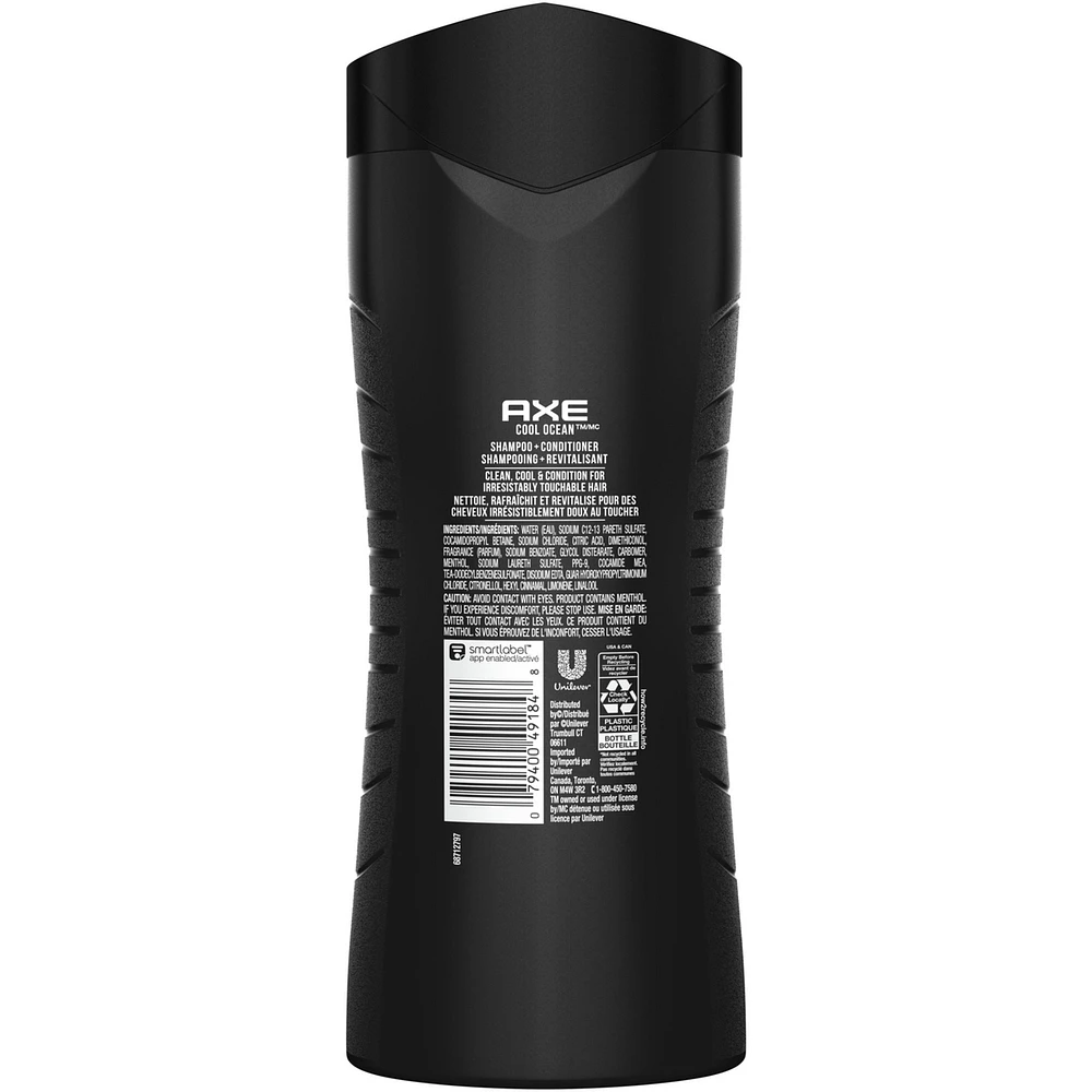 Shampooing et revitalisant pour des cheveux propres et lisses AXE 2 en 1 Cool Ocean au menthol 473 ml