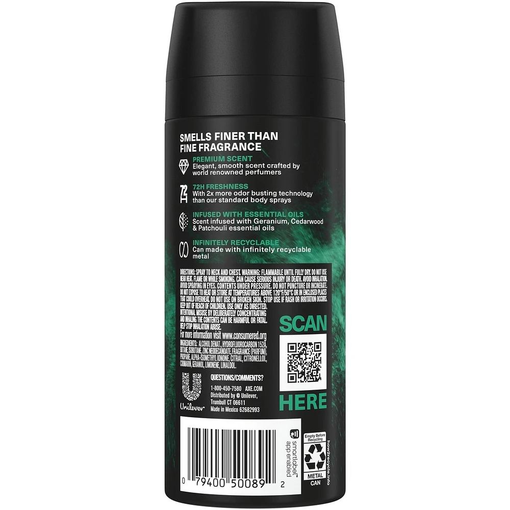 Fine Fragrance Collection Premium Body Spray for Men Green Geranium deodorant with 72H odour protection and freshness Infused with Geranium, Cedar, and Patchouli Essential Oils