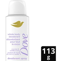 Dove Aluminum Free Whole Body Deodorant Cooling Dry Spray Raspberry & Rose Scent, 113g