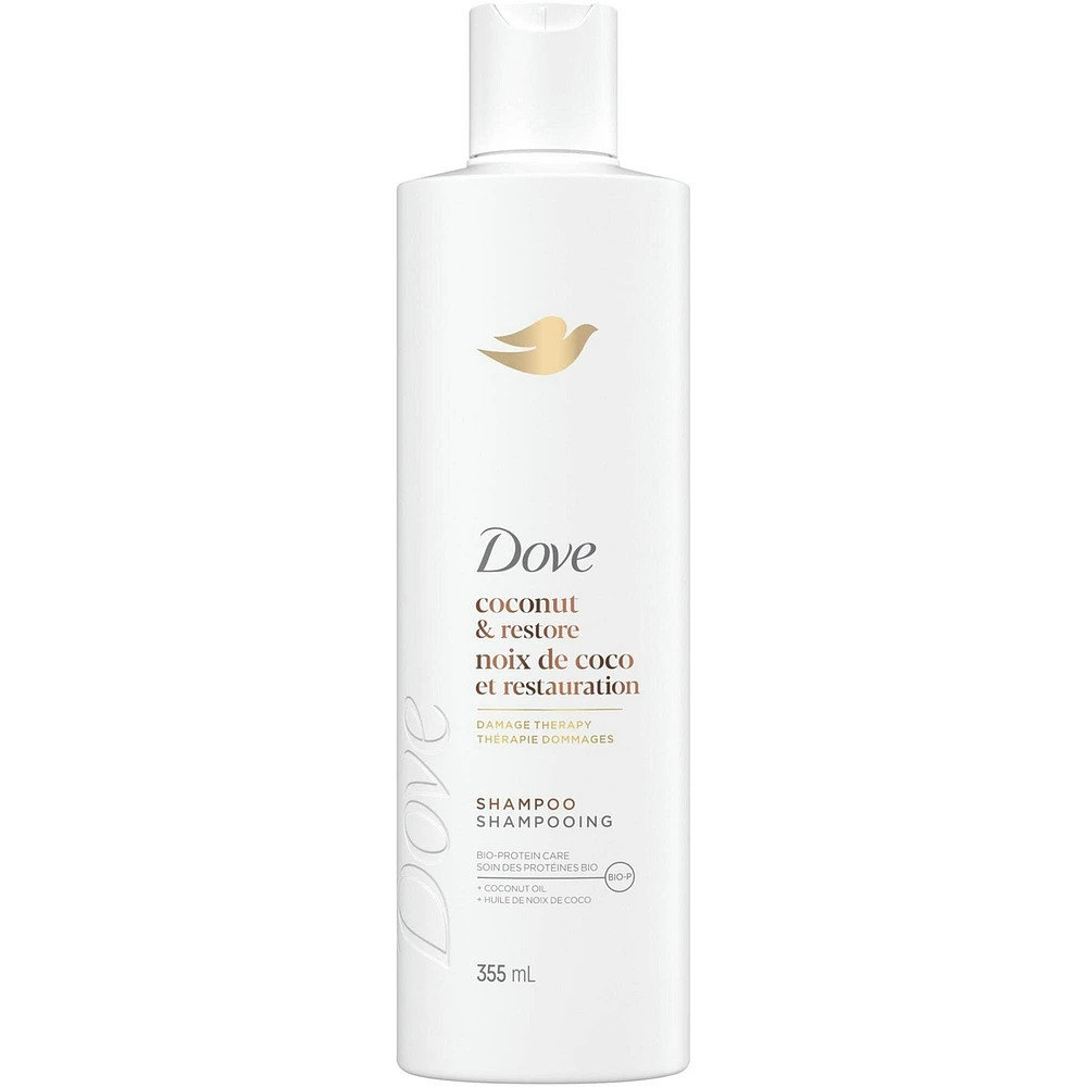 Dove Coconut Oil & Restore Shampoo for Damaged Hair,  with Liquid Bio-Protein Care, 355 ML