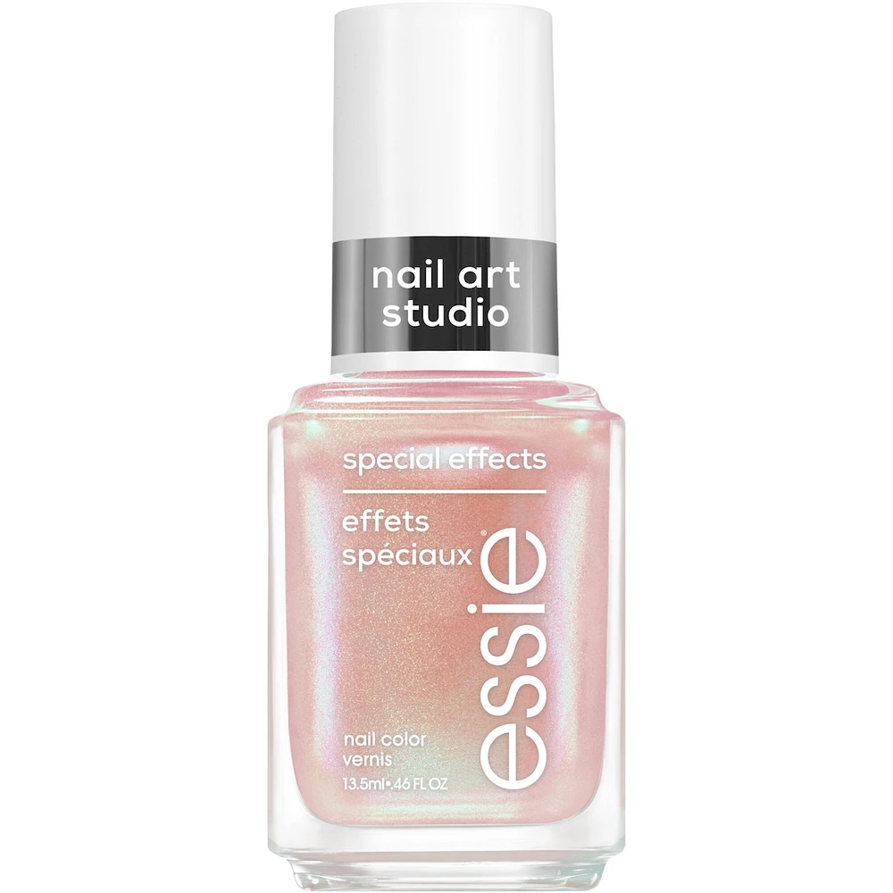 essie nail art studio special effects polish, vegan, salon quality formula, flaky pearl finish, lustrous luxury, silver, 13.5 ml