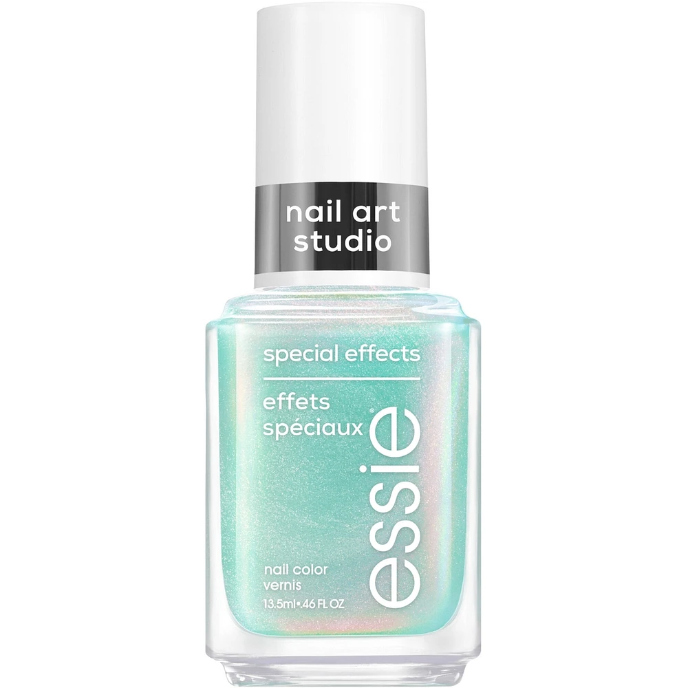 essie nail art studio special effects polish, vegan, salon quality formula, flaky pearl finish, lustrous luxury, silver, 13.5 ml