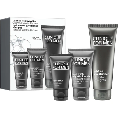 Daily Oil-Free Hydration Men's Skincare Set: Cleanse. Exfoliate. Hydrate