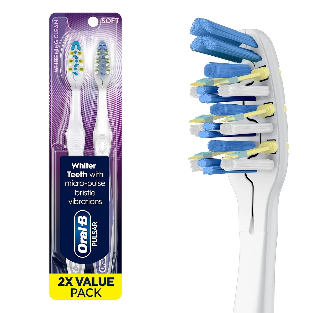Brosses à dents à pile Oral-B Pulsar Blanchiment expert, souple, 2 unités