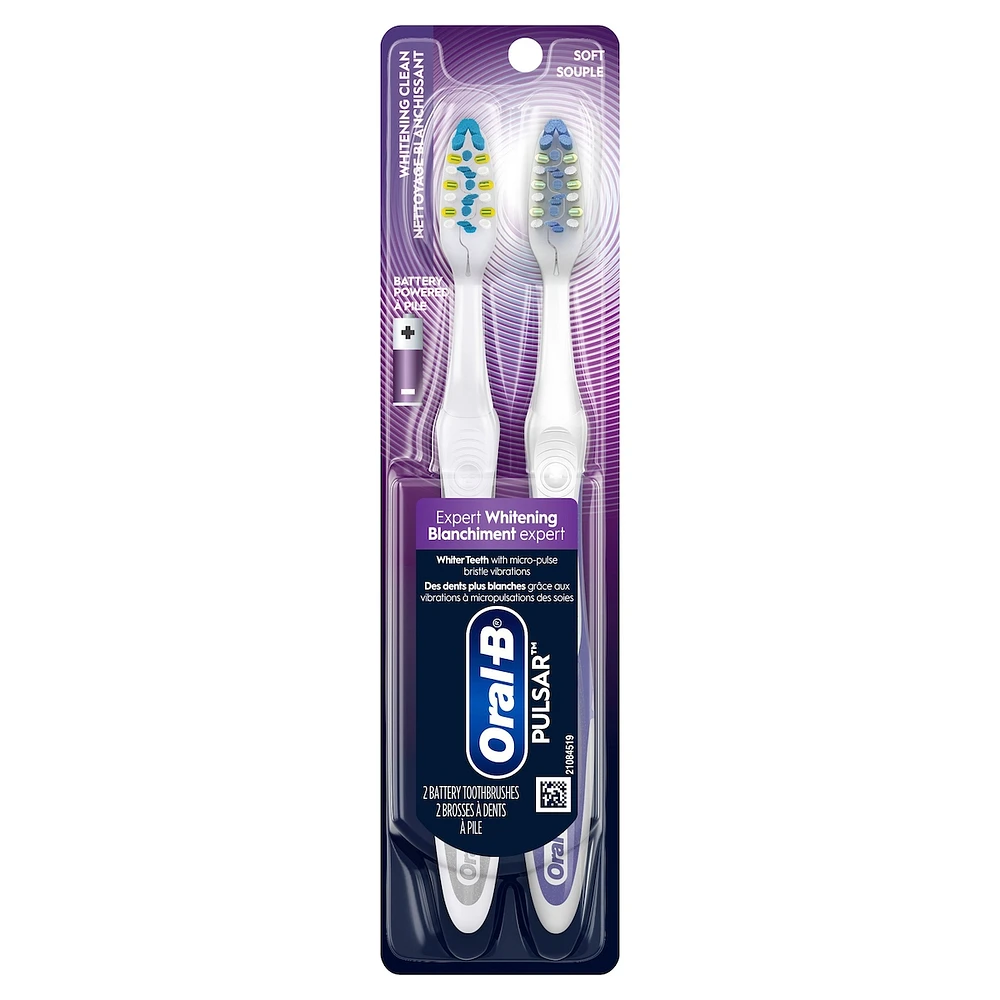 Expert Whitening Pulsar Battery Toothbrushes, Soft, 2 Count
