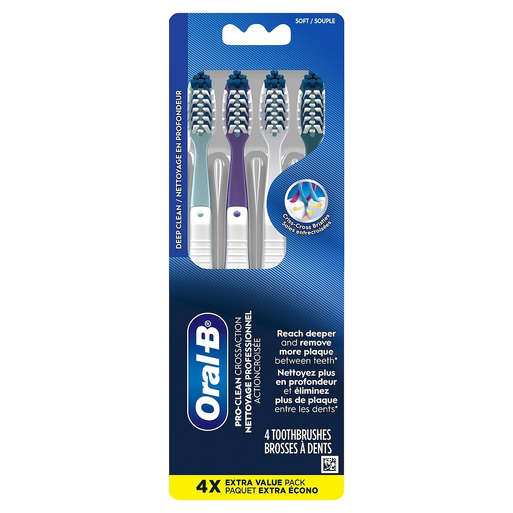 Brosse à dents Oral-B Pro-Santé Tout-en-un, souple, 4 unités
