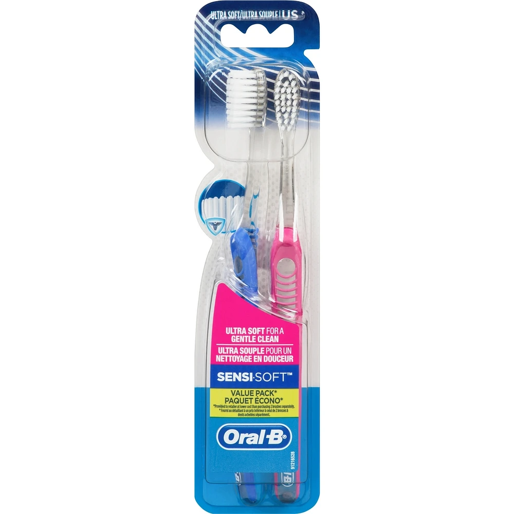 Brosses à dents Oral-B Sensi-Soft, ultra souple, 2 unités
