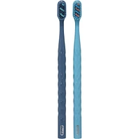 Brilliance Premium Whitening Toothbrush with Plaque Eraser, Medium, Sky Blue and Gray, 2 Count